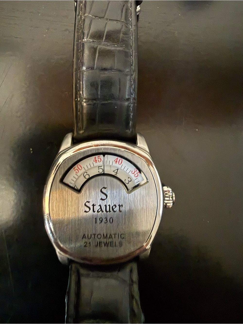 Stauer 1930 Automatic Men's Watch - Black Strap, Silver Case